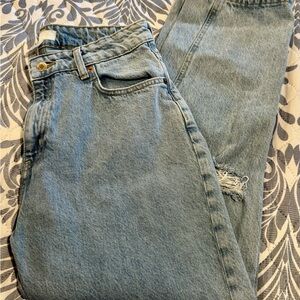 H&M Light Blue Straight Leg Distressed Denim Jeans